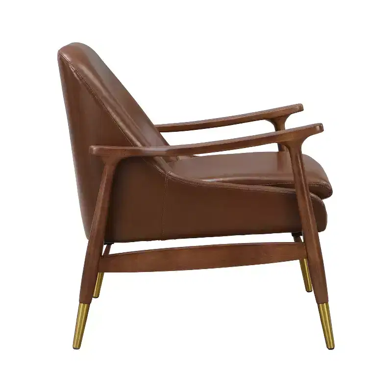 Christopher Knight Home Freja Modern Faux Leather and Wood Accent Chair