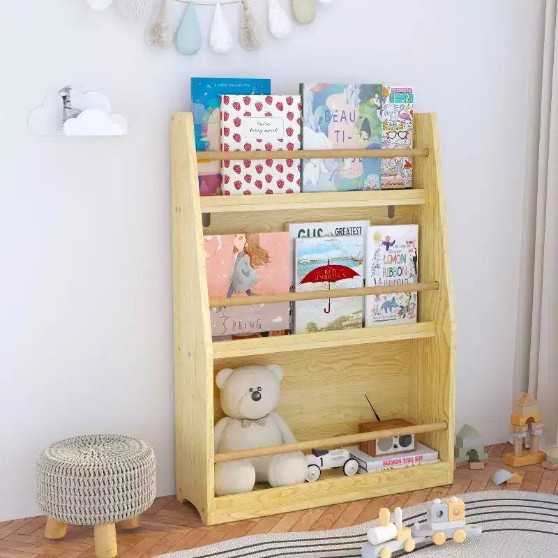 MAYEERTY 3 Tier Kids Book Shelf Book Rack, Help Keep Bedrooms Playrooms Natural