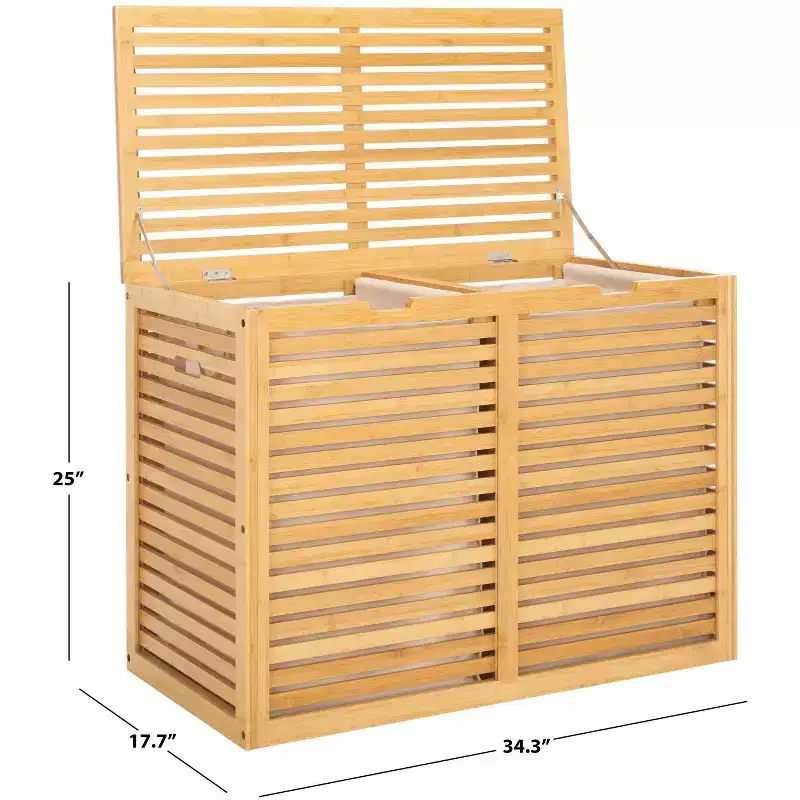Lahiri 2 Compartment Laundry Basket with Liner - STG1904 - Natural/Beige - Safavieh