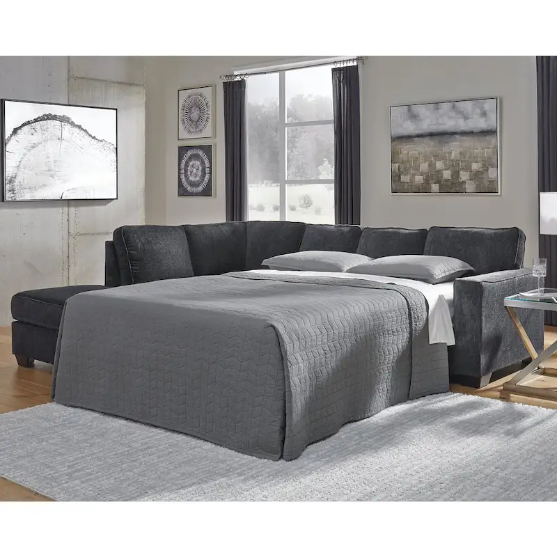 2-Piece Sleeper Sectional Sofa with Chaise | Pull-Out Bed | Upholstered | Living Room