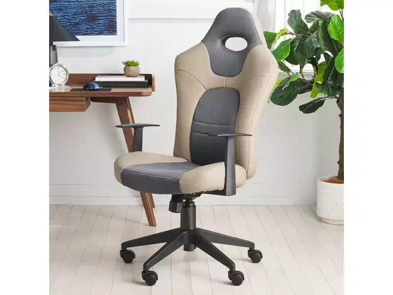 Belinda Swivel Desk Chair - Height Adjustable - FOX8503 - Black/Grey - Safavieh