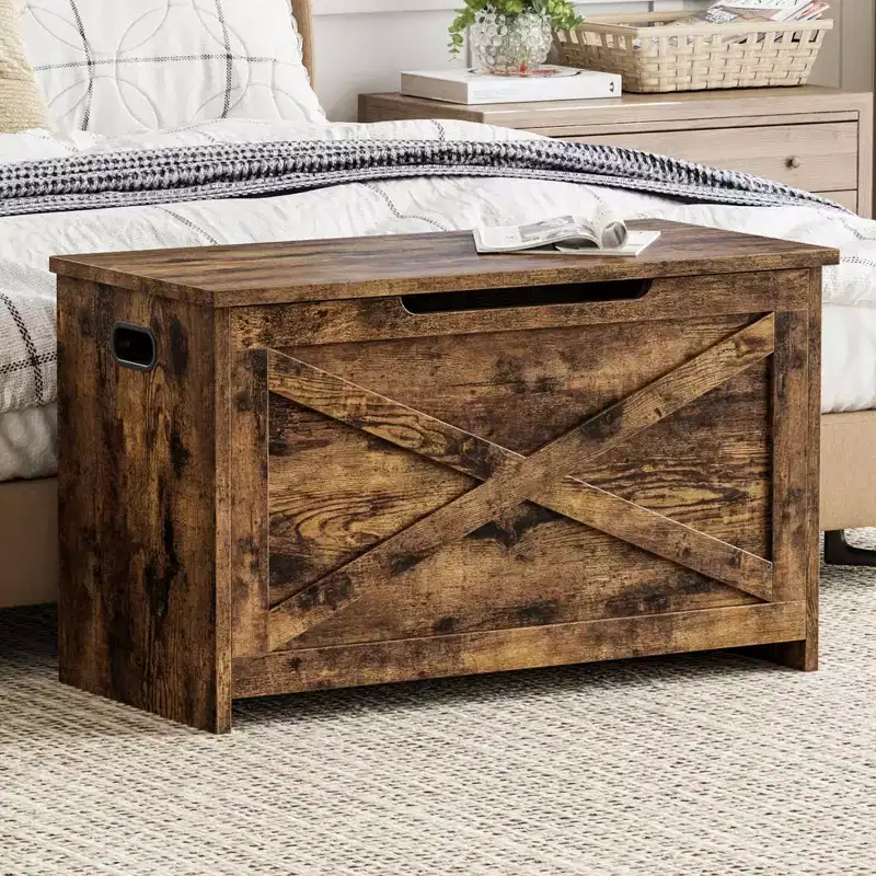 Wooden Storage Bench with Safety Hinge and Multipurpose Seat, Large Shoe Storage Cabinet, Multi-Functional, for Entryway, Living Room, Bedroom