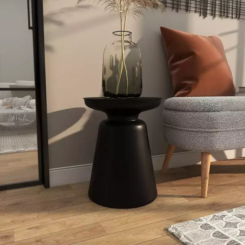 Metal Accent Table with Bell-Shaped Base, Modern Decorative Side Table for Living Room