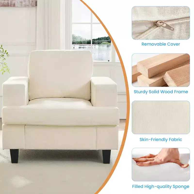 Mjkone 82Chenille 3-Seat Straight Sectional Sofa with 56''Armchair,2 Piece Living Room Sectional Sofa Furniture Sets