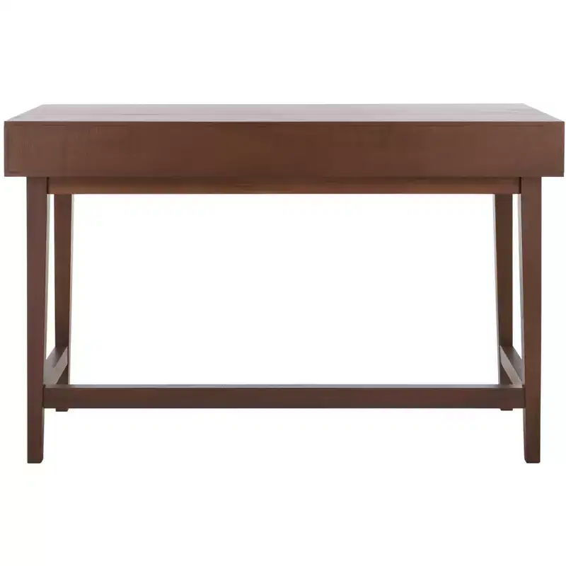 3-Drawer Wood Writing Desk with Ample Storage, Brown Finish
