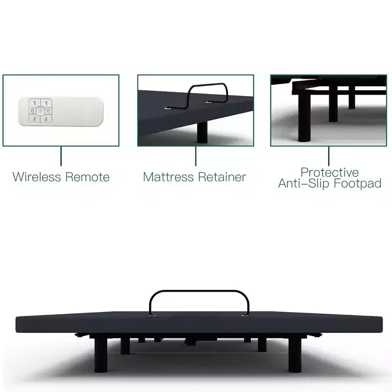 Adjustable Bed Frame, Head and Foot Elevation, Adjustable Leg Height, Zero-Gravity Bed, Memory Preset, Twin XL Size/Full Size/Queen Size