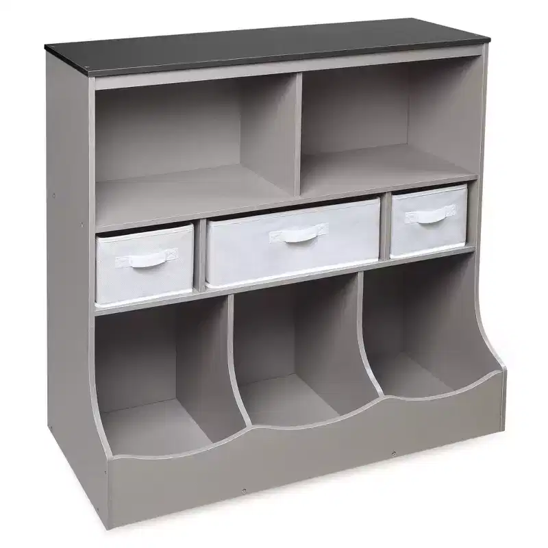 Badger Basket Combo Bin Storage Unit with Three Basket Woodgrain/Gray