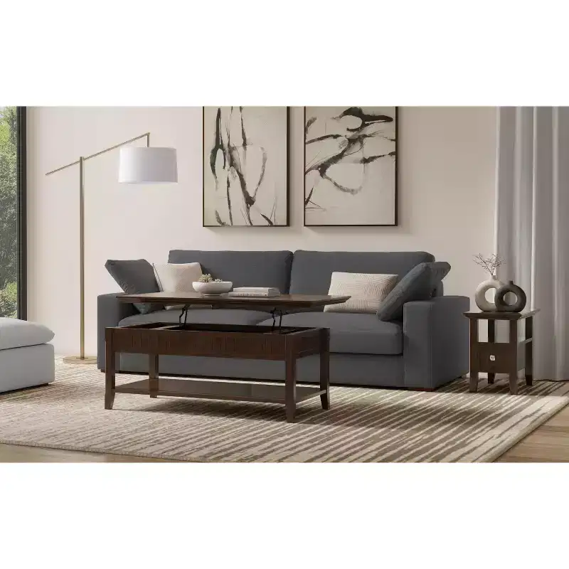 14 inch Wide Solid Wood Transitional Narrow Side Table with Drawer