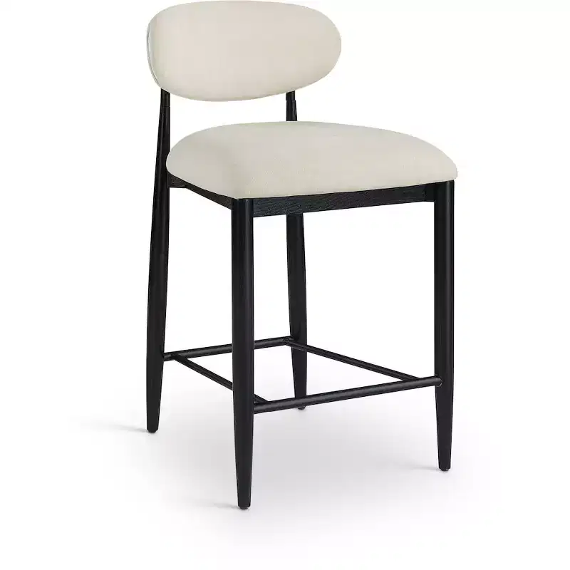 Meridian Furniture Riccio Black Finish Matte Black Iron Performance Fabric Counter Stool