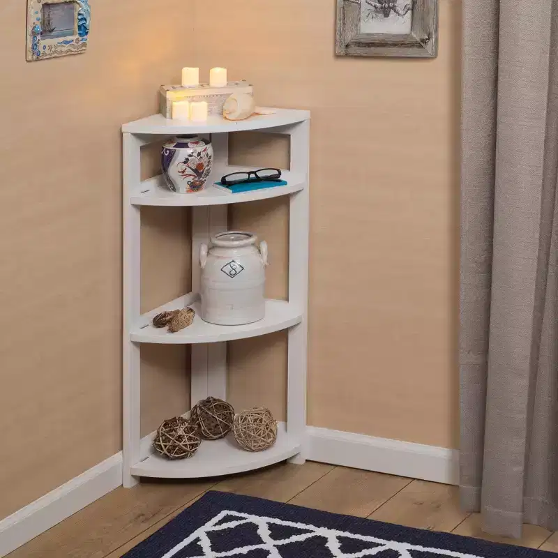 HomeStock 65 H. White MDF (Medium-Density Fiberboard) Book Racks 4 with Tier Shelves