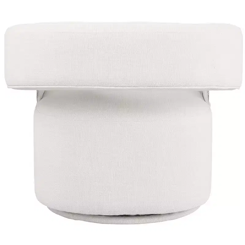 Meridian Furniture,Niya Cream Linen Textured Fabric Swivel Accent Chair