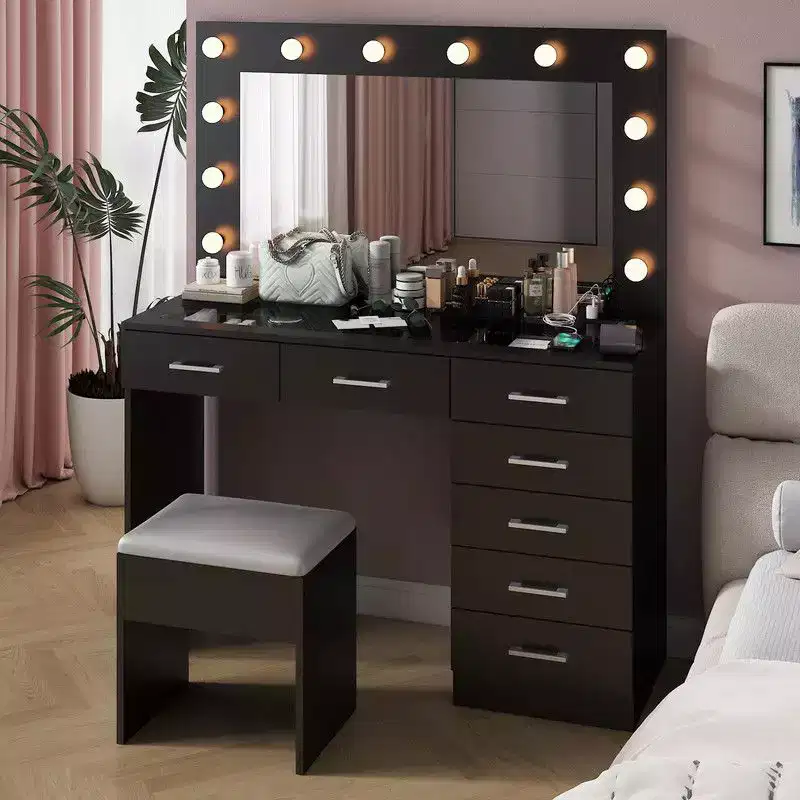 Black Vanity Table Set