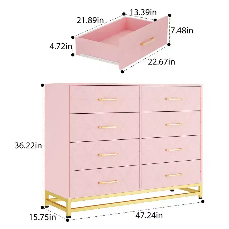 COZONY 8-Drawer Tall Dresser with Wood Top, Modern Storage Cabinet for Bedroom, Living Room, Hallway Organization