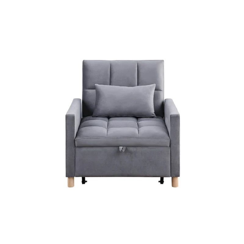 3-in-1 Convertible Sleeper Sofa Lounge Chair Bed, Black