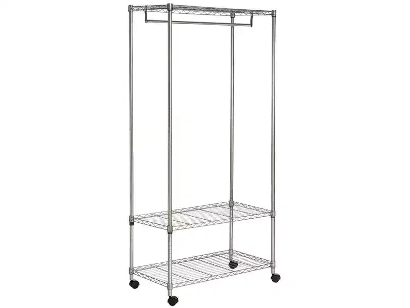 3-Tier Chrome Garment Rack with Wheels, 88 lb Capacity