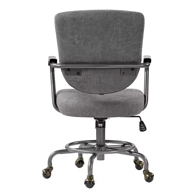 Cole, PU Leather Task Office Chair,27.12 D x 24.75 W x 36.25-39.37 H,Grey