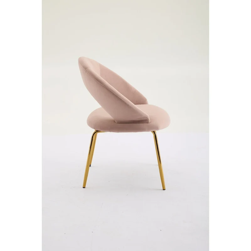 Velvet Dining Accent Chairs with Curved Backrest and Gold Metal Legs - 250lb Capacity
