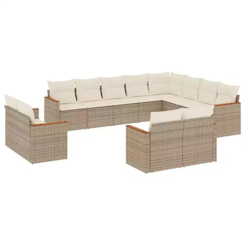 vidaXL 12 Piece Patio Sofa Set with Cushions Poly Rattan, Modular Outdoor Sectional Conversation Furniture, Multiple Colors and Models