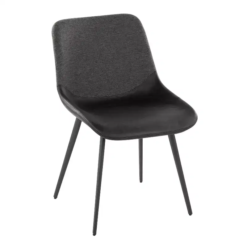 Set of 2 Two-Tone Fabric Accent Chairs, Black Metal Base
