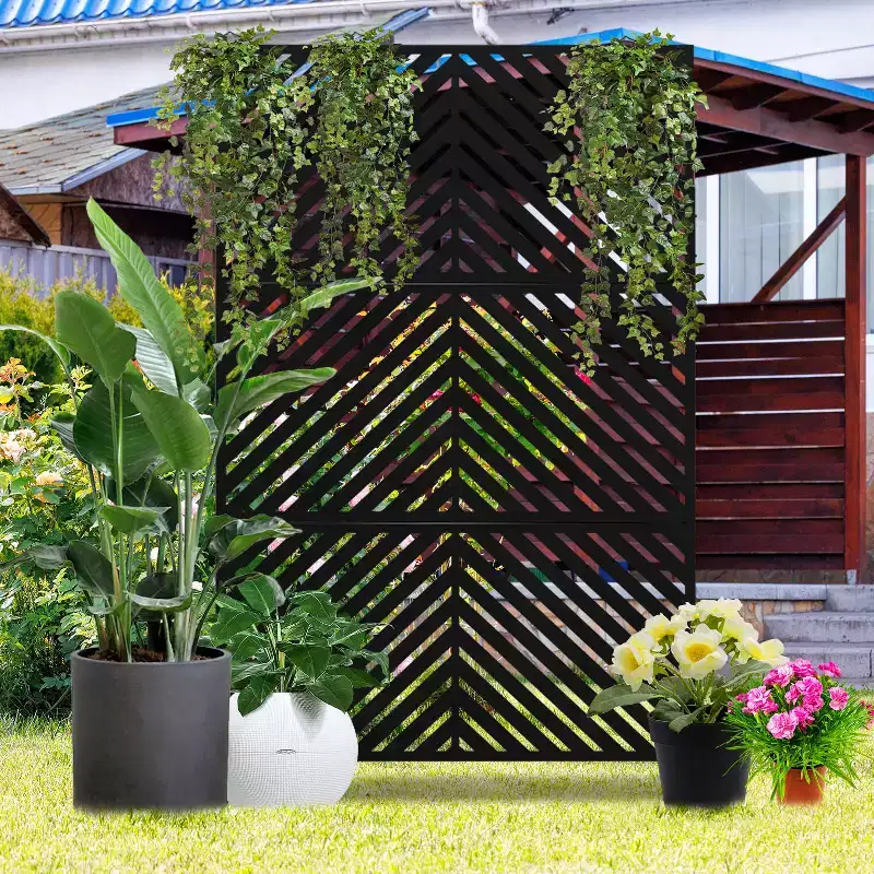 MAYEERTY 72x47x16 Inch Black Galvanized Steel Outdoor Privacy Screen3 Piece Set