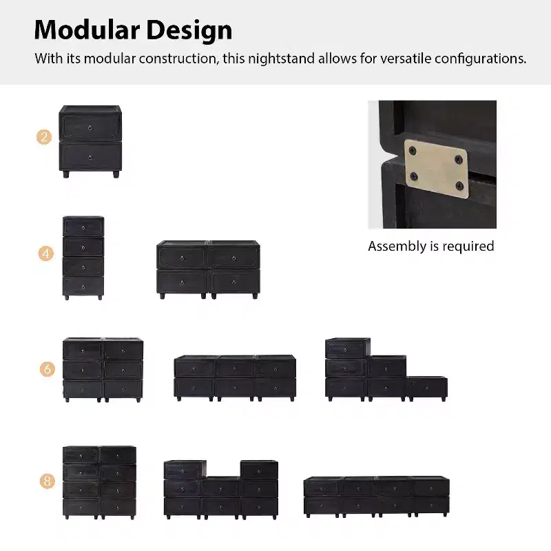 Leo 2 - Drawer End Table With Modular Design| ART OF LIVING DESIGNS-BLACK