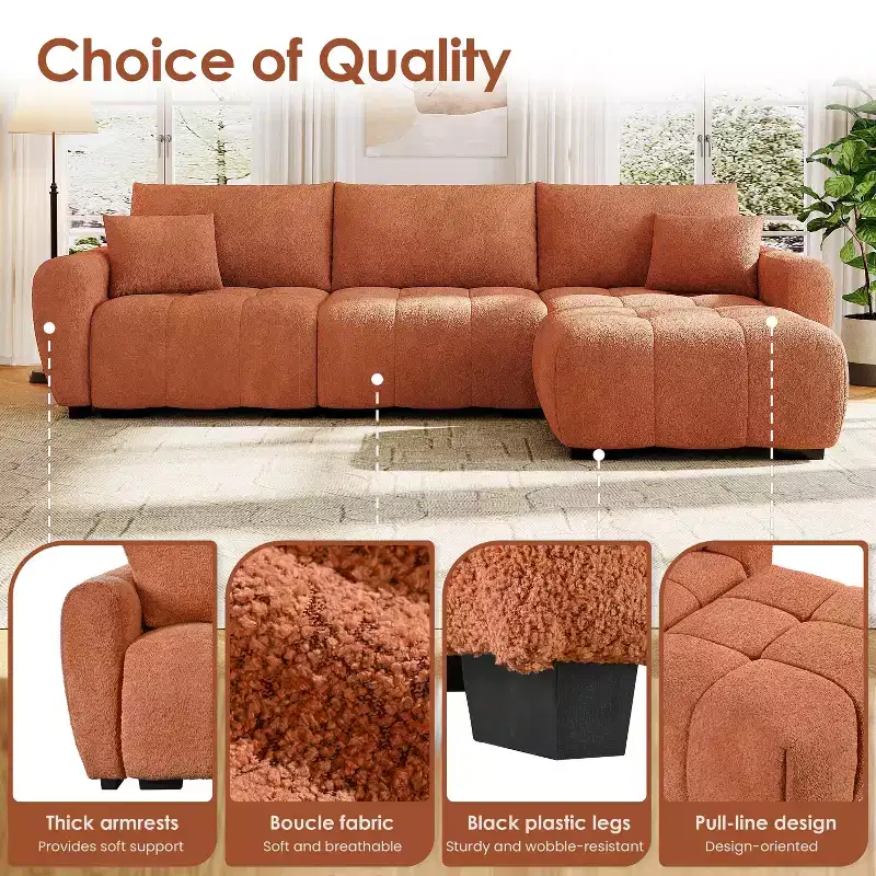 Merax L-Shaped Sectional Sofa with Free-Moving Ottoman