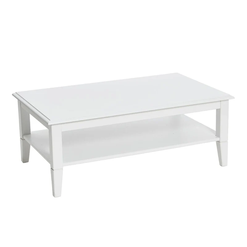 Coffee Table with Storage Shelf and Solid Wood Legs
