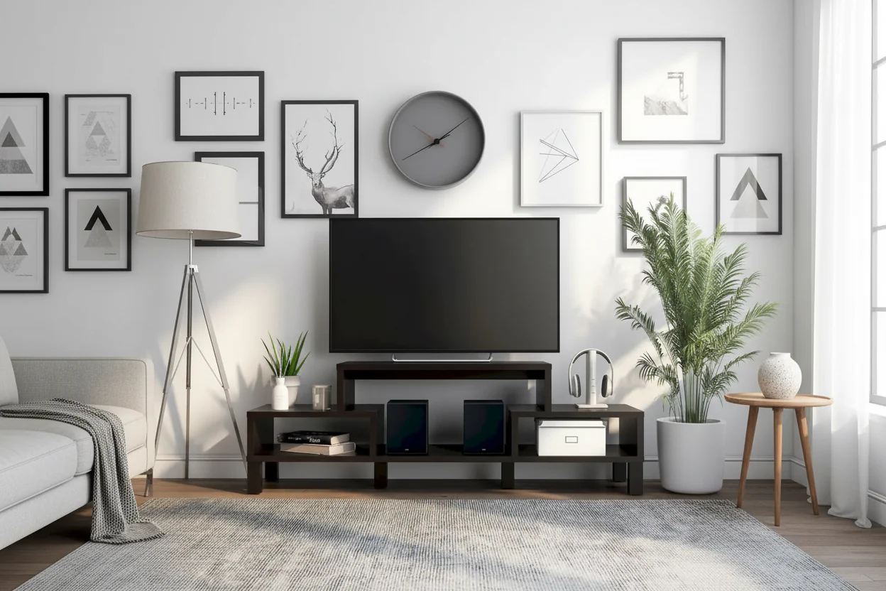 Modern 3-Shelf Espresso TV Stand – Fits TVs up to 60
