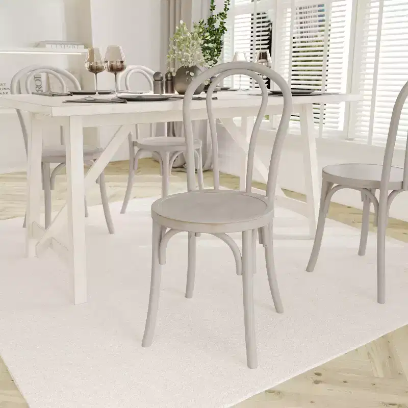 Emma and Oliver Set of 2 Solid Wood Thonet Style Stack Dining Chairs