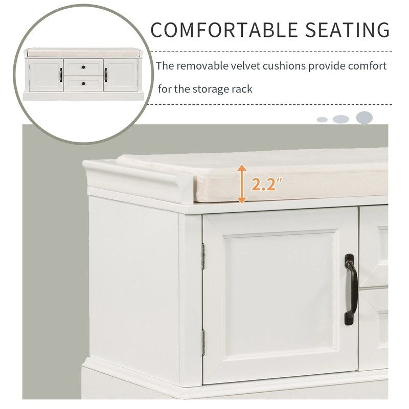 Shoe stool, 2 drawers, 2, removable pads, living room locker, entrance