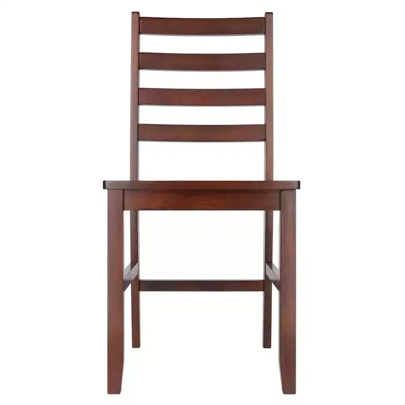 2pc Hamilton Ladder Back Chair - Antique Walnut - Winsome: Hardwood Frame, Non-Upholstered, 220lb Capacity