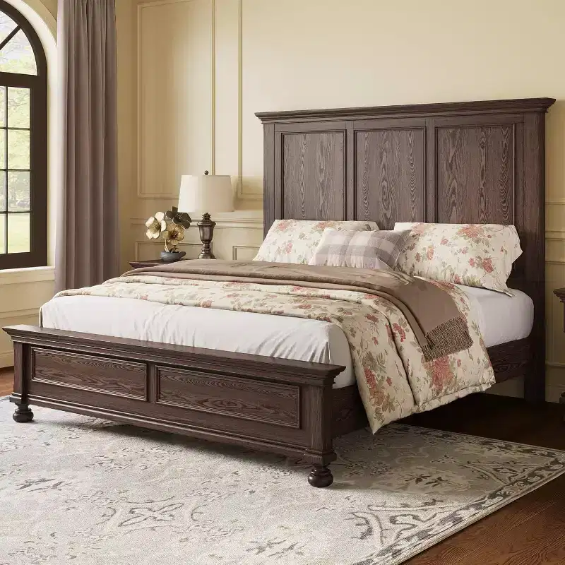 Solid Pine Wood Platform Bed Frame with 65.2