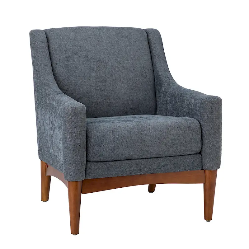 Francis Mid-century Modern Upholstered Armchair with Sloped Arms and Solid Wood Legs by HULALA HOME