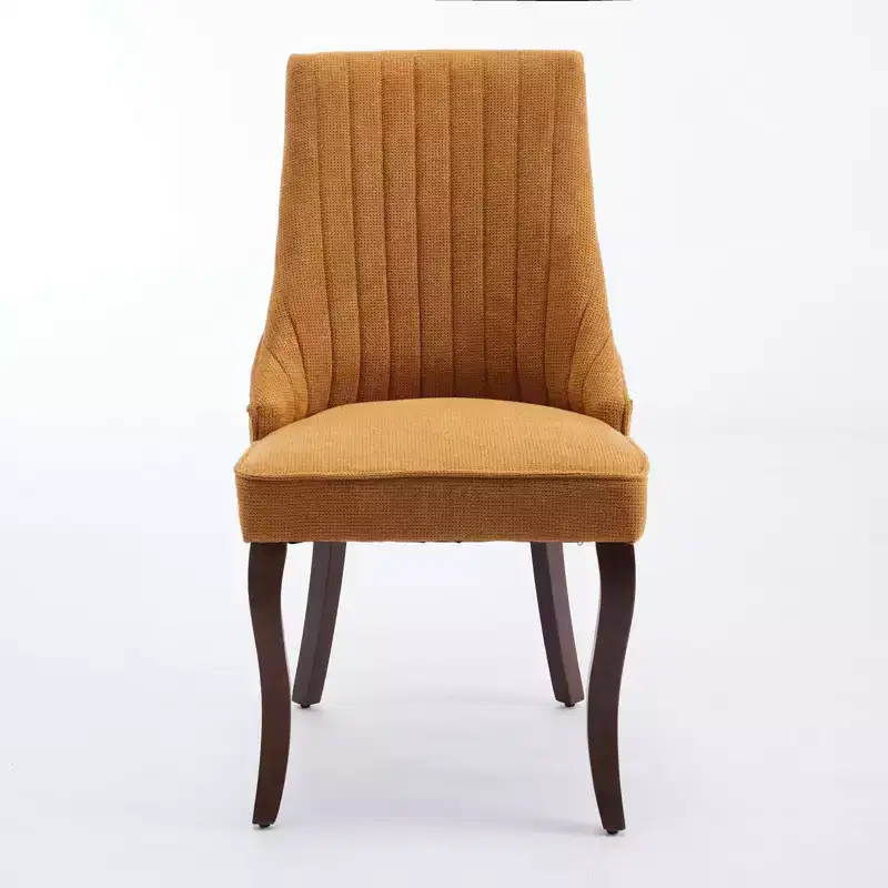 CLIHOME Set of 2 Rayon Cloth Flocking Linen Dining Chairs Channel Kitchen Dinner Chair Comfy Fabric Upholstered Accent Chair