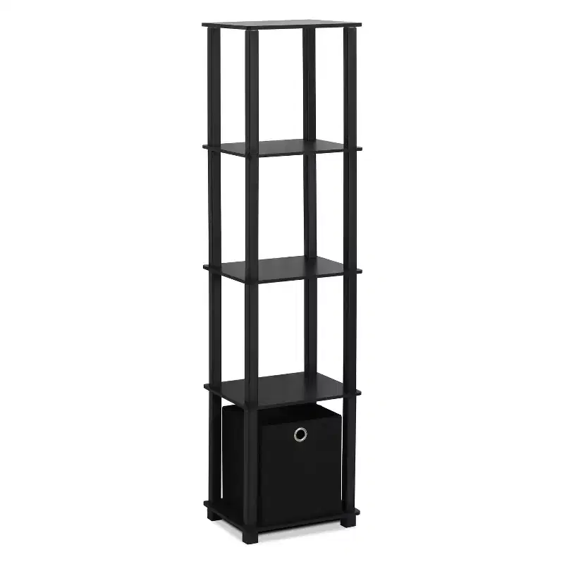 5-Shelf Storage Bookcase Multi-Functional Bookshelf Display Rack with Drawer, Black