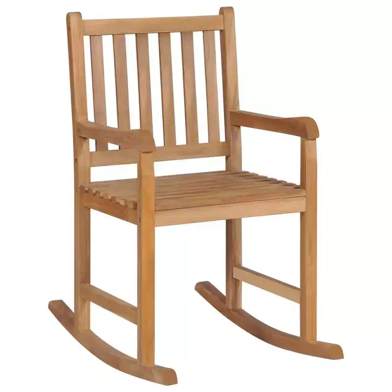 vidaXL Rocking Chair Brown Solid Teak Wood Medium Durable