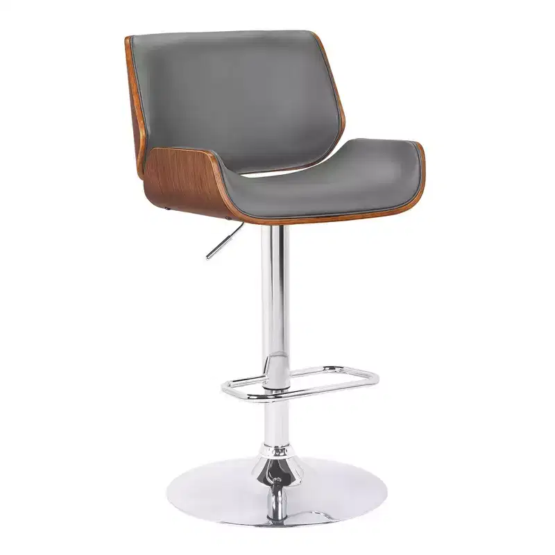 Eloise Contemporary Swivel Barstool Gray/Chrome - Armen Living