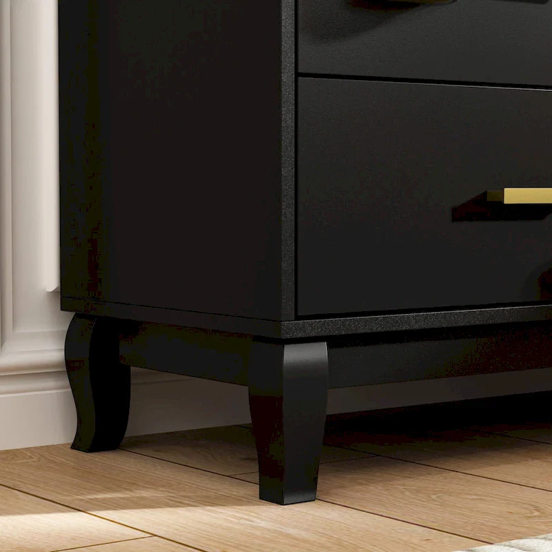 Black / White Mid-Century 6-Drawer Double Dresser, 47.2W, 2-Person Assembly