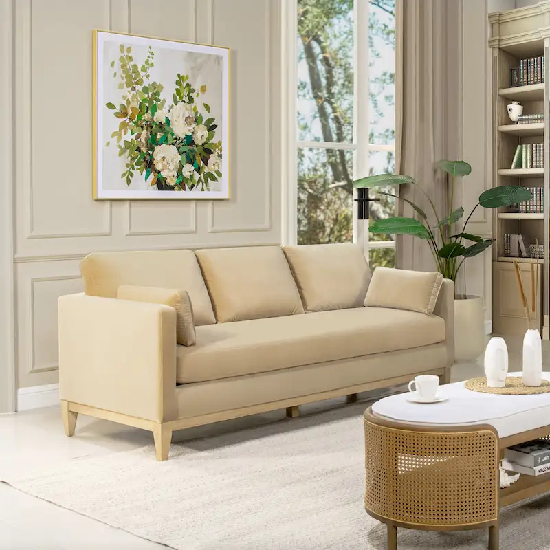 Knox 84 Modern Farmhouse Velvet Track Arm Sofa