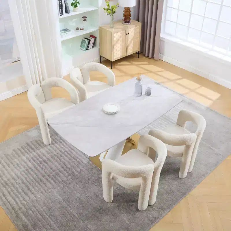 Modern Soft Chenille Accent Chair - Open Back 3-Leg Barrel - Comfy Dining Set of 2 (Beige)