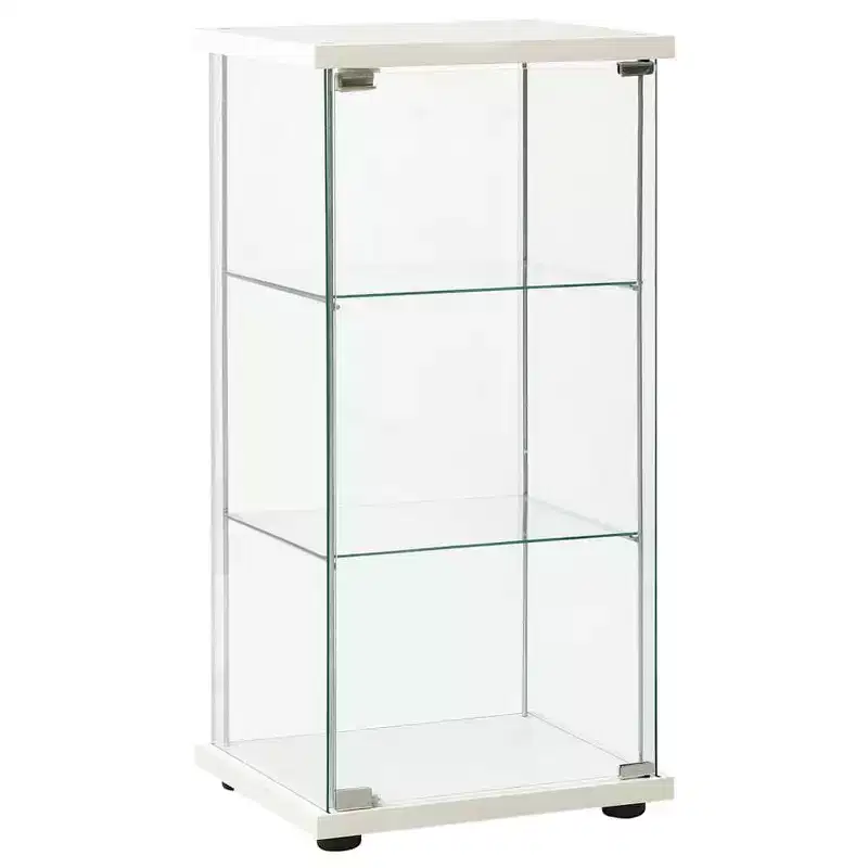 vidaXL Storage Cabinet Bookshelf 4-Shelf Glass Display Cabinet Tempered Glass