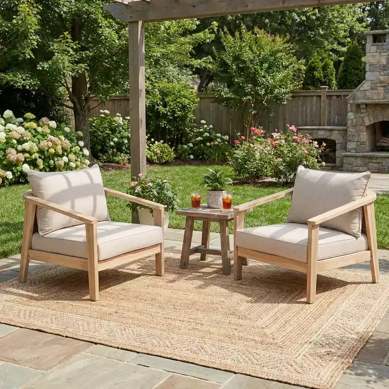 Christopher Knight Home Valentina Modern Acacia Wood Patio Club Chair with Cushion and Wicker Design