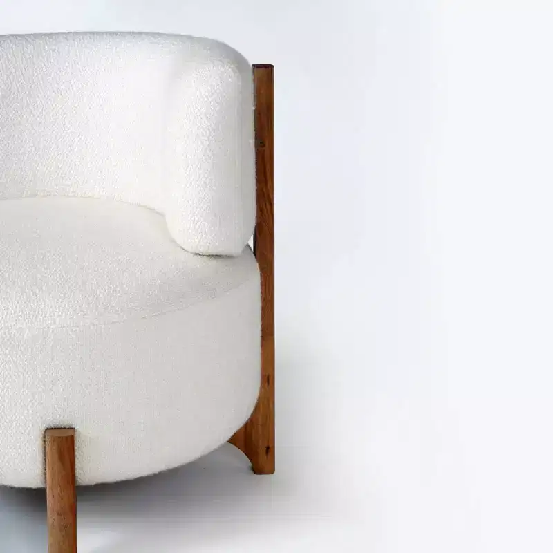 GDFStudio Raleign Modern 24 Acacia Wood and Fabric Upholstered Round Accent Chair