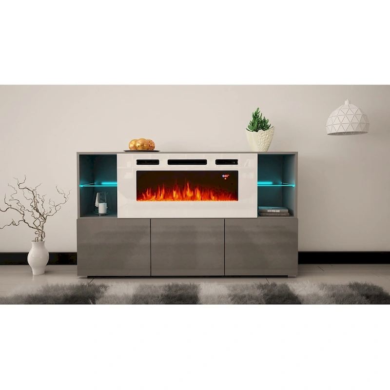 Komi WH03 63-inch Modern Electric Fireplace Sideboard