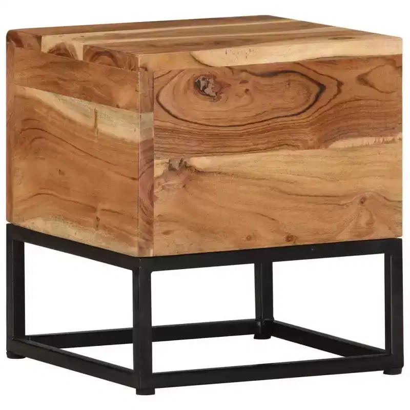 Solid Acacia Wood Side Table – 11.8