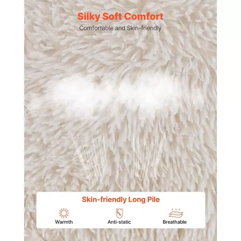 Bean Bag Sofa Chair with Armrests Plush Faux Fur Cover and High-Density Foam Filling Beige