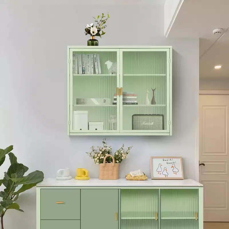 Okak Modern 2-door Wall Cabinet with Featuring 3-tier Storage Glass Doors for Entryway/Dining Room/Living Room/Kitchen