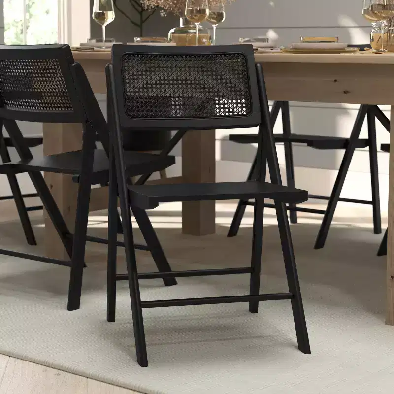Merrick Lane Set of 2 Cane Rattan Folding Chairs