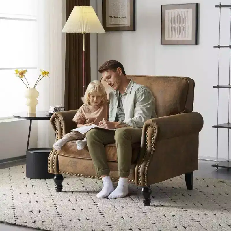 Classical Single Sofa Accent Chair In Rust
