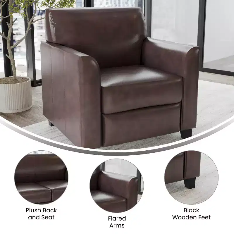 Emma and Oliver Leather Chair with Clean Line Stitched Frame